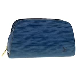 Louis Vuitton-LOUIS VUITTON Epi Dauphine PM Pouch Blue M48445 LV Auth 40379-Blue