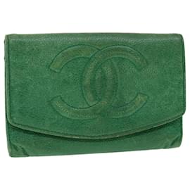 Chanel-CHANEL Wallet Caviar Skin Green CC Auth bs4844-Green