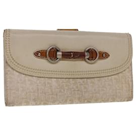 Christian Dior-Christian Dior Trotter Canvas Long Wallet Beige 02-LU-0067 Auth yb069-Beige