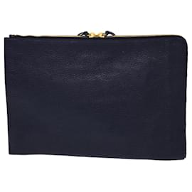 Balenciaga-BALENCIAGA Clutch Bag Leather Navy Auth am4162-Navy blue