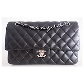 Chanel-Chanel Klassische mittelgroße schwarze Tasche-Schwarz