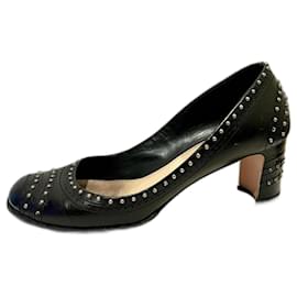 Prada-zapatos de tacón medio con tachuelas de Prada (VENDIMIA)-Negro
