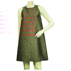 Balenciaga-Balenciaga sleeveless crew neck shift multicolor red metallic dress 2015 IT 38-Multiple colors