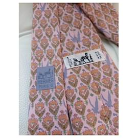 Hermès-Cravate Hermès Vintage (antes 2006)-Rosa,Azul claro