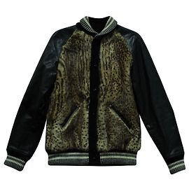 Saint Laurent Marmot e bombardeiro com acabamento de lã em couro de bezerro preto Preto