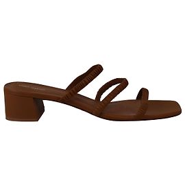 Reformation Mule "Assunta" con cinturino e tacco largo in pelle marrone Marrone