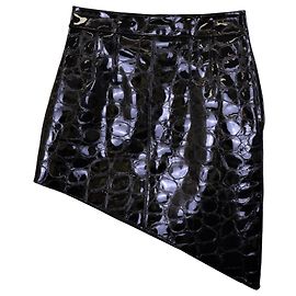 Minifalda asimétrica de Alexander Wang en piel de becerro con efecto de cocodrilo negra Leather Negro