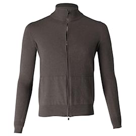 Loro Piana-Loro Piana Strickjacke mit Reißverschluss aus grauem Kaschmir-Grau