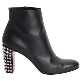 Christian Louboutin-Christian Louboutin Suzi Folk 85 Ankle Boots in Black Leather-Black
