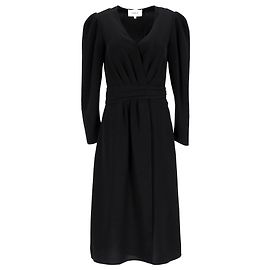 ba&sh Odile Midikleid mit Puffärmeln aus schwarzem Polyester Schwarz