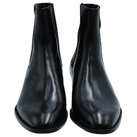 Saint Laurent-Saint Laurent Triple-Zip Wyatt Chelsea Ankle Boots in Black Leather-Black