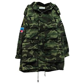 Saint Laurent Camouflage Patch Parka In Multicolor Cotton Other