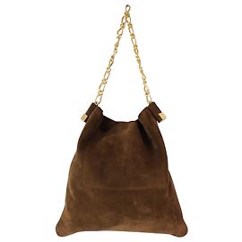 Bolsa de ombro Nanushka The Dice com elos de corrente em camurça marrom Marrom