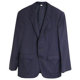 Burberry Notched Collar Tailored Blazer in Navy Wool Blue