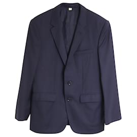 Burberry-Burberry Notched Collar Tailored Blazer in Navy Wool-Blue