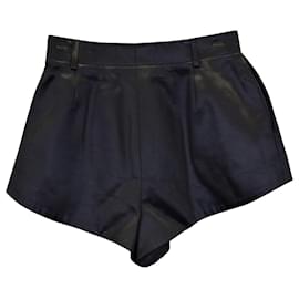 Saint Laurent-Saint Laurent Shorts mit hohem Bund aus schwarzer Seide-Schwarz
