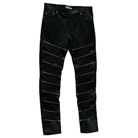 Saint Laurent-Saint Laurent Multi-Zip Pants in Black Leather-Black