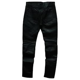 Saint Laurent-Pantalones con cremalleras múltiples en cuero negro de Saint Laurent-Negro