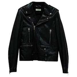 Saint Laurent Biker Jacket in Black Lambskin Leather Black