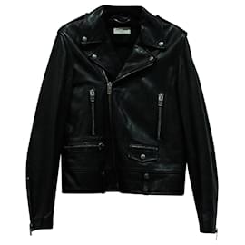Saint Laurent-Saint Laurent Biker Jacket in Black Lambskin Leather-Black