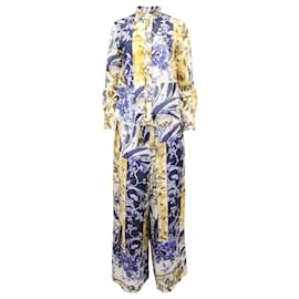 Alexander Mcqueen-Blusa con paneles y pantalones de pernera ancha en lino con estampado floral Aliane de Zimmermann-Otro