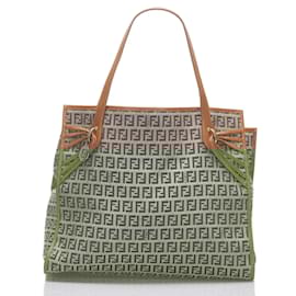 Fendi-Zucchino Canvas Tote Bag 8BH153-Brown