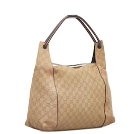 Gucci-GG Canvas Zip Shoulder Bag 101292-Brown