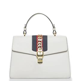 Gucci-Medium Sylvie Top Handle Bag 431665-White
