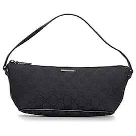 Gucci-Gucci Black GG Canvas Boat-Black