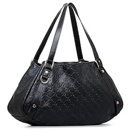 Gucci-Gucci Black Guccissima Pelham Tote-Black