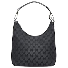 Gucci-Gucci Black GG Canvas Shoulder Bag-Black