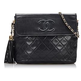 Chanel-Chanel Black CC Tassel Crossbody-Black