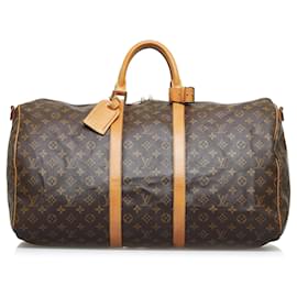 Louis Vuitton-Louis Vuitton Brown Monogram Keepall Bandouliere 55-Brown