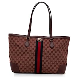 Gucci-Gucci Red GG Canvas Ophidia Web Tote Bag-Red