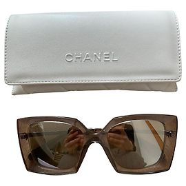 Chanel sunglasses grey gold plated Grey