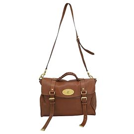 Bolsa Mulberry Oversized Alexa Satchel em couro de búfalo marrom Marrom