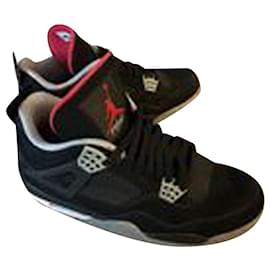 Autre Marque-Air Jordan 4 Retro Sneakers in Black Cement Grey Fire Red Suede-Other