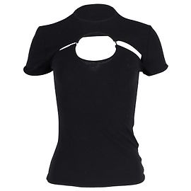 Balmain Cut-Out-T-Shirt mit Metallring aus schwarzer Baumwolle Schwarz