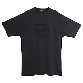 Balenciaga-Balenciaga Oversized Logo T-shirt in Grey Cotton-Grey
