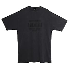 Balenciaga-Camiseta extragrande con logotipo de Balenciaga en algodón gris-Gris