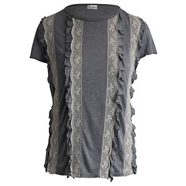 Red Valentino Camiseta Valentino vermelha com acabamento em renda em algodão cinza Cinza