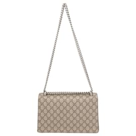 Gucci-Gucci GG Supreme Small Dionysus Shoulder Bag in Brown Canvas-Red