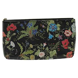 Gucci-Gucci Flora Busta Grande Bamboo Clutch in Black Leather-Other