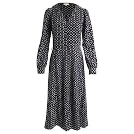 Michael Kors-Michael Kors Crepe De Chine Midi Dress in Black Polyester-Other
