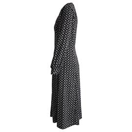 Michael Kors-Michael Kors Crepe De Chine Midi Dress in Black Polyester-Black