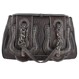 Fendi-Fendi Zucca B Shoulder Bag in Brown Coated Canvas and Leather-Brown