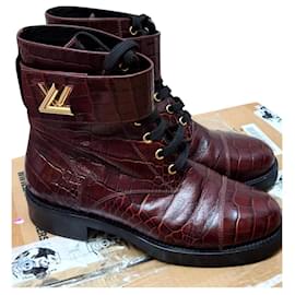 Louis Vuitton-Louis Vuittton Wonderland Burgundy Red Leather Boot 38.5-Dark red