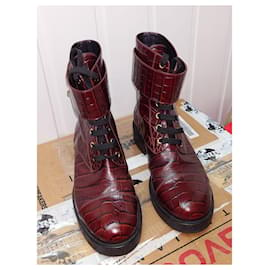 Louis Vuitton-Louis Vuittton Wonderland Burgundy Red Leather Boot 38.5-Dark red