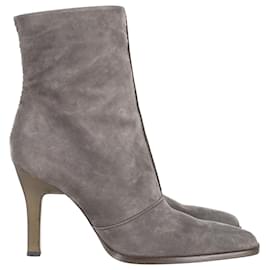Tod's-Tod's High Heeled Ankle Boots in Moss Green Suede-Green