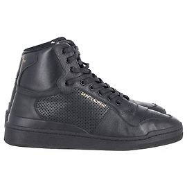 SAINT LAURENT SL24 Mid-Top-Sneaker aus schwarzem Leder Schwarz
